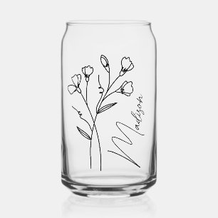 Verre Canette Fleurs du mois de naissance Avril Pois doux Brides