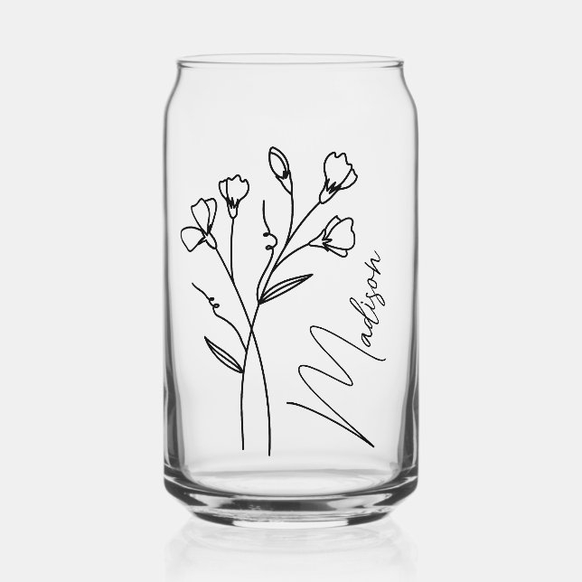 Verre Canette Fleurs du mois de naissance Avril Pois doux Brides (Recto)
