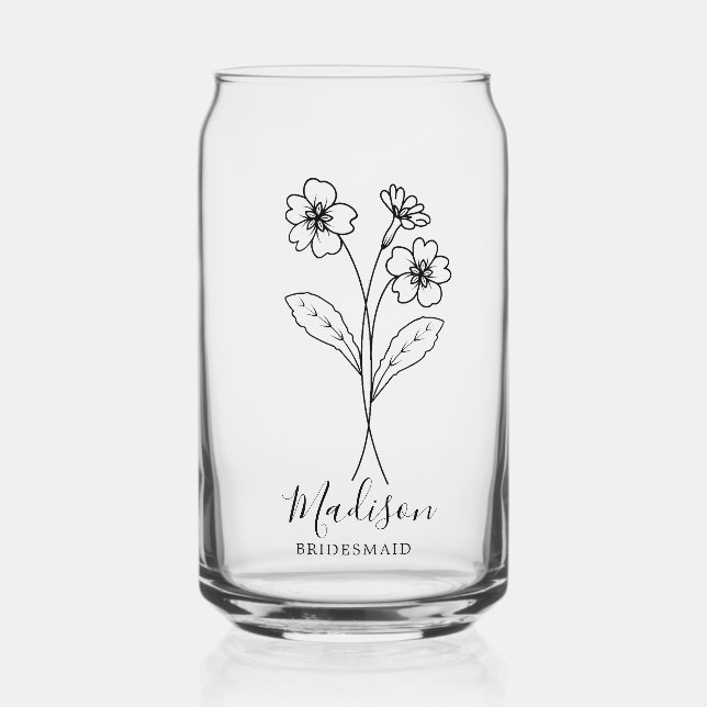 Verre Canette Fleurs du mois de naissance Février Primrose Bride (Recto)