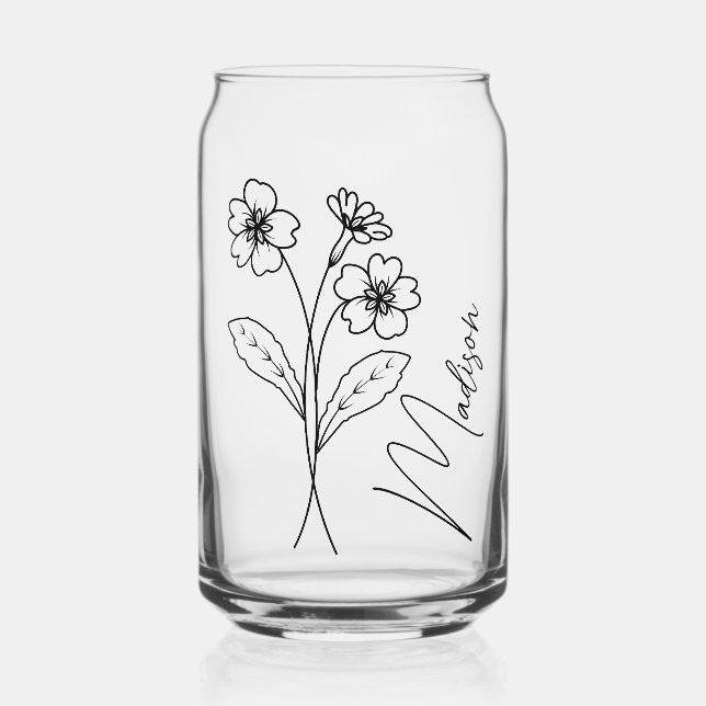 Verre Canette Fleurs du mois de naissance Février Primrose Bride (Recto)