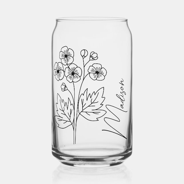 Verre Canette Fleurs du mois de naissance mai Hawthorn Bridesmai (Recto)