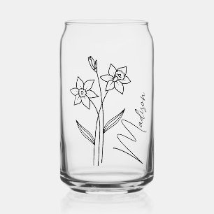 Verre Canette Fleurs du mois de naissance Mars Daffodil Bridesma