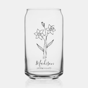 Verre Canette Fleurs du mois de naissance Mars Daffodil Bridesma