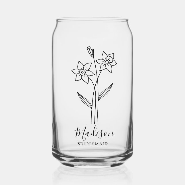 Verre Canette Fleurs du mois de naissance Mars Daffodil Bridesma (Recto)