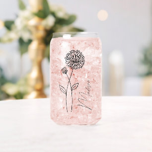 Verre Canette Fleurs du mois de naissance Novembre Chrysanthe Br