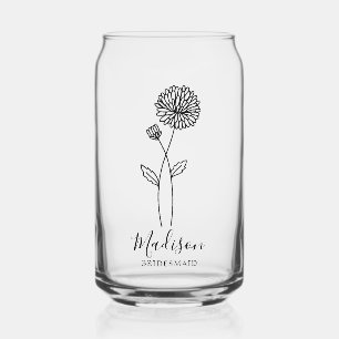 Verre Canette Fleurs du mois de naissance Novembre Chrysanthe Br