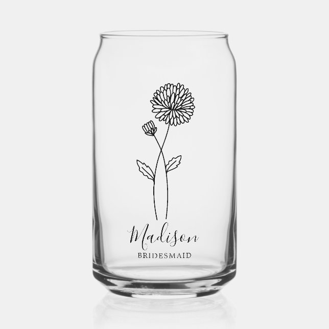 Verre Canette Fleurs du mois de naissance Novembre Chrysanthe Br (Recto)