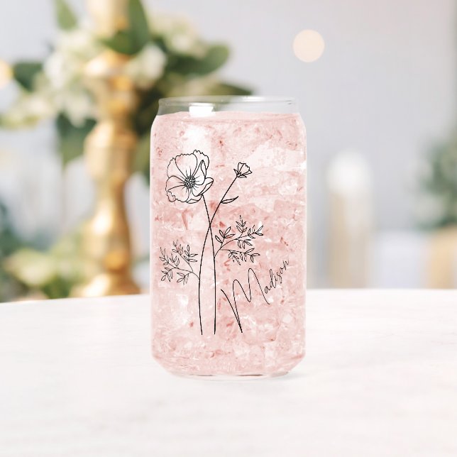 Verre Canette Fleurs du mois de naissance Octobre Cosmos Bridesm (Insitu (Mariage))