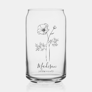 Verre Canette Fleurs du mois de naissance Octobre Cosmos Bridesm