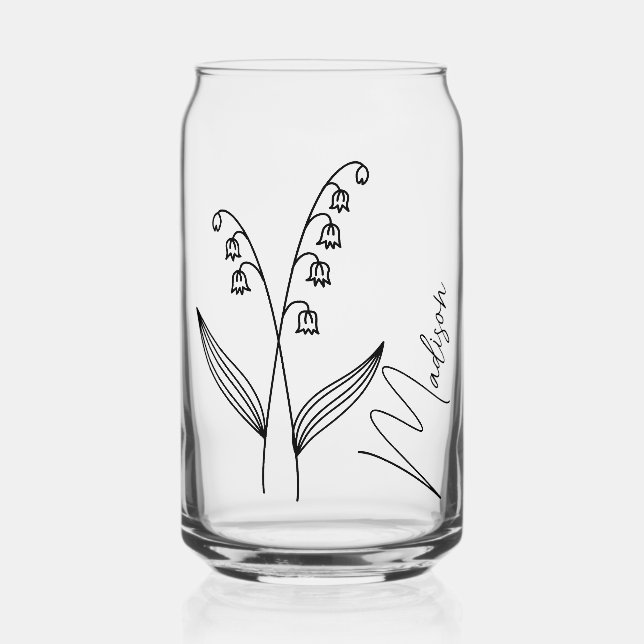 Verre Canette Fleurs du mois de naissance personnalisées mai Bri (Recto)