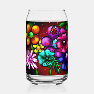 Verre Canette Fleurs florales de style graffiti à la Whimsical L