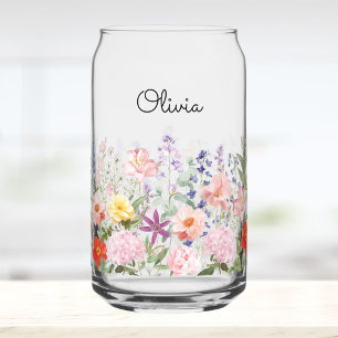 Verre Canette Fleurs Jolis Jardins Floraux Personnalisés Colorés