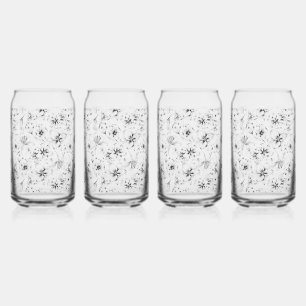 Verre Canette Fleurs Lys Noires