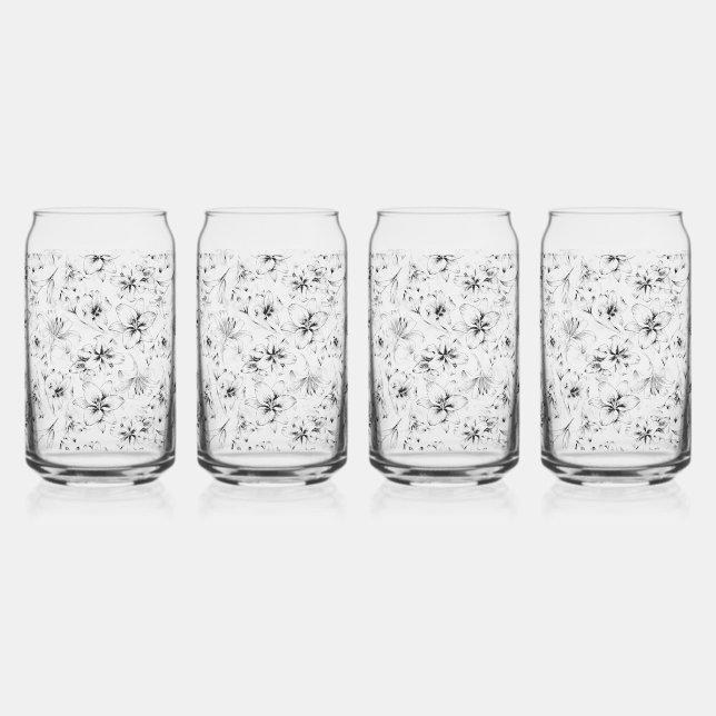 Verre Canette Fleurs Lys Noires (Recto)