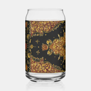 Verre Canette Fleurs noires et dorées tombées