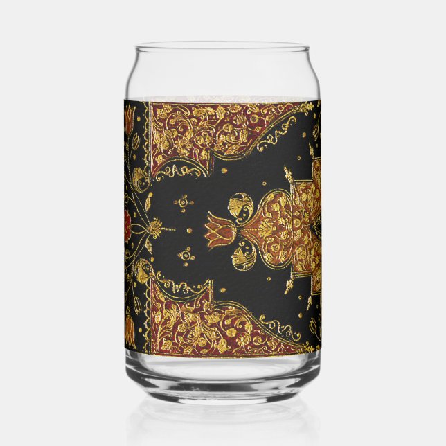 Verre Canette Fleurs noires et dorées tombées (Recto)