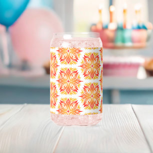 Verre Canette Fleurs Oranges, Motif De Fleurs, Motif Floral
