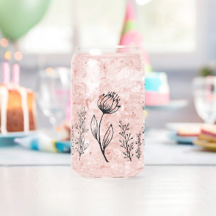 Verre Canette Fleurs personnalisables