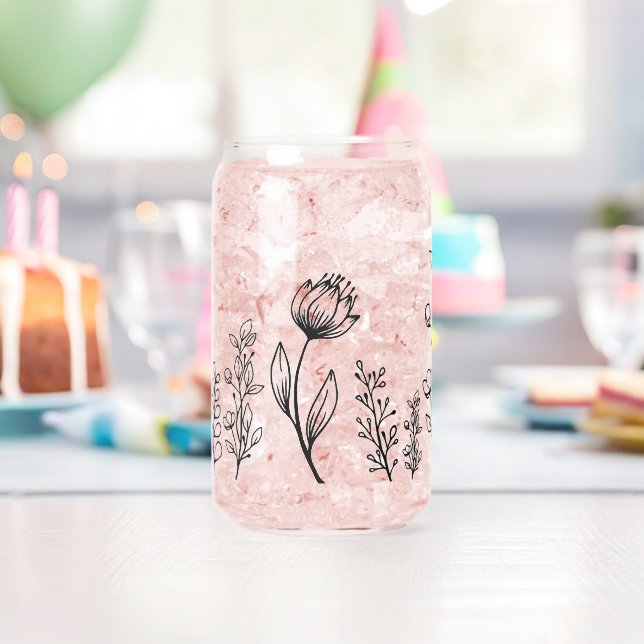 Verre Canette Fleurs personnalisables (Insitu (Anniversaire))