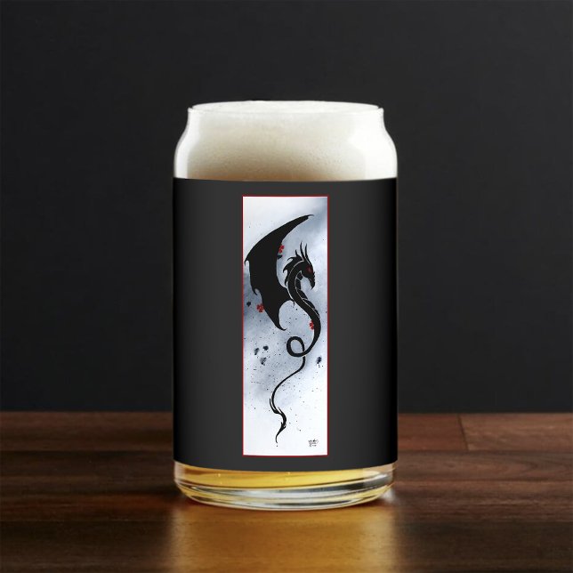 Verre Canette Fleurs rouges bleues Dragon noir (Créateur téléchargé)