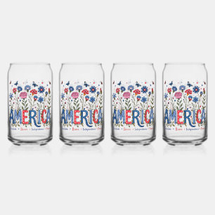 Verre Canette Fleurs sauvages américaines USA Fête patriotique d