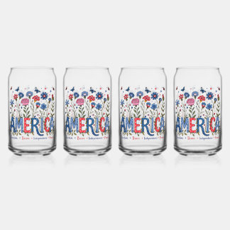 Verre Canette Fleurs sauvages américaines USA Fête patriotique d