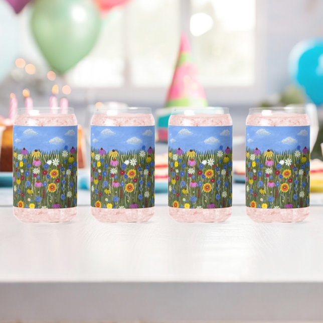 Verre Canette Fleurs sauvages avec marguerites (Insitu (Anniversaire))