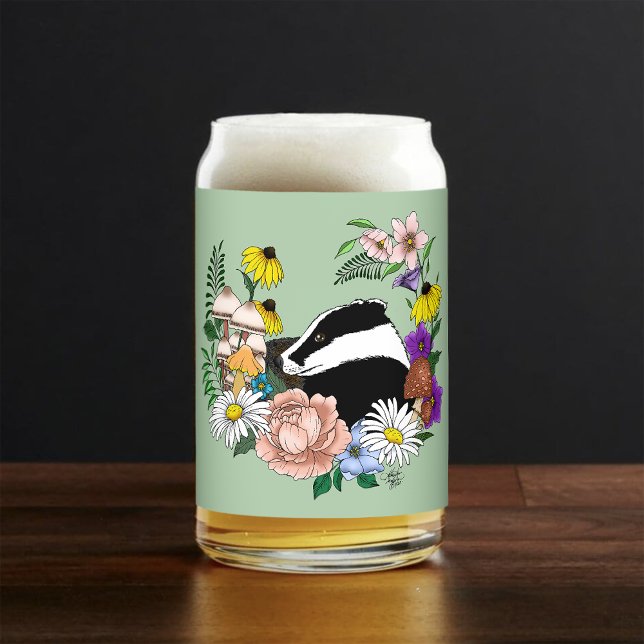 Verre Canette Fleurs sauvages du blaireau des bois Champignons V (Créateur téléchargé)