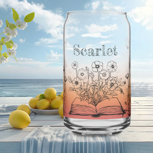 Verre Canette Fleurs sauvages et papillons