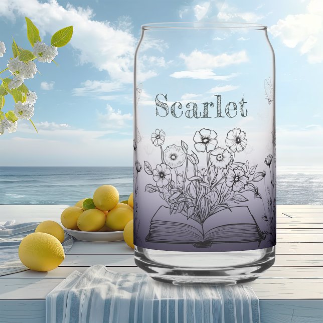 Verre Canette Fleurs sauvages et papillons violets de lavande (Créateur téléchargé)