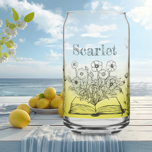 Verre Canette Fleurs sauvages jaunes et papillons