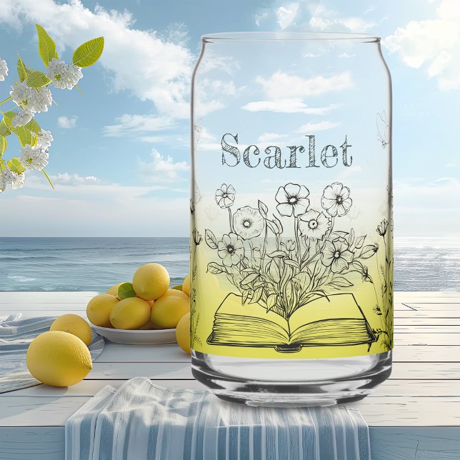 Verre Canette Fleurs sauvages jaunes et papillons (Créateur téléchargé)