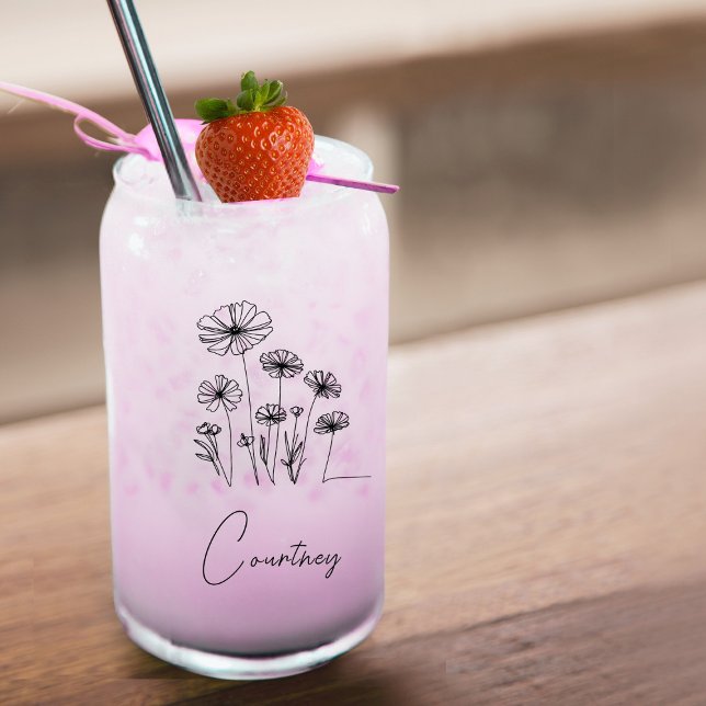 Verre Canette Fleurs sucrées avec nom personnalisé (Créateur téléchargé)