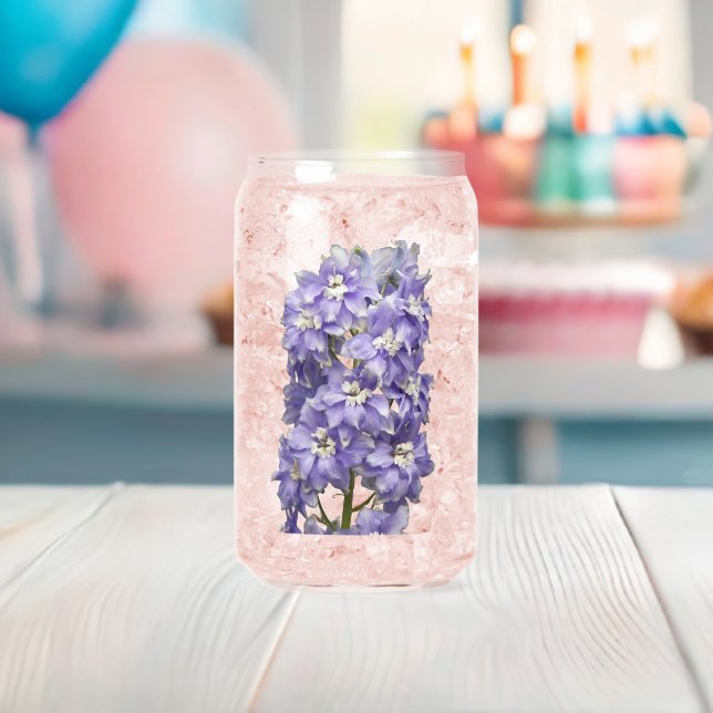 Verre Canette Fleurs violettes de Delphinium Floral (Insitu (Baby Shower))