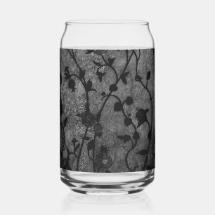 Verre Canette Floral d'antiquité gothique noir et blanc
