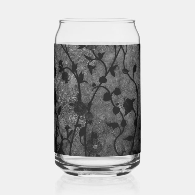 Verre Canette Floral d'antiquité gothique noir et blanc (Gauche)