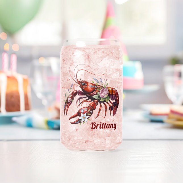 Verre Canette Floral Homard Crawfish Art Personnalisé (Insitu (Anniversaire))