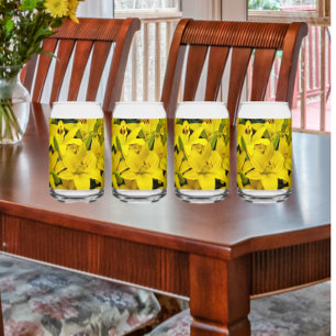 Verre Canette Floral Lys Asiatiques Jaunes