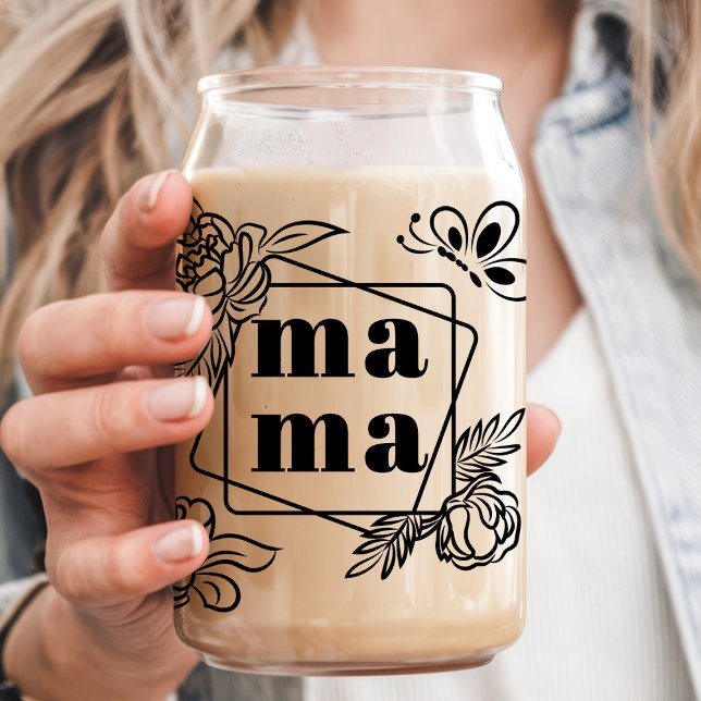 Verre Canette Floral Mama Custom 3 Nom enfant (Créateur téléchargé)