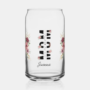 Verre Canette Floral Maman - Pink and Cream Personalized Libby