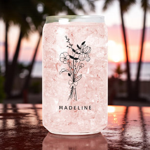 Verre Canette Flore De Femme D'État Personnalisée Avec Bow Rose