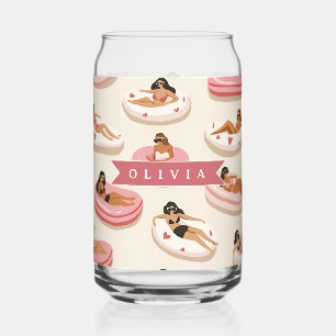 Verre Canette Flotteur de piscine rose mignon personnalisé esthé