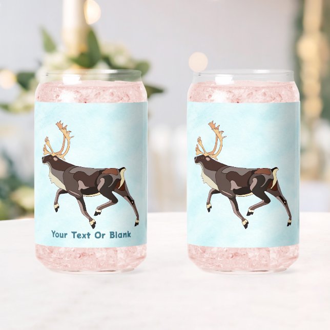 Verre Canette Folk Art Caribou/Reindeer (Insitu (Mariage))