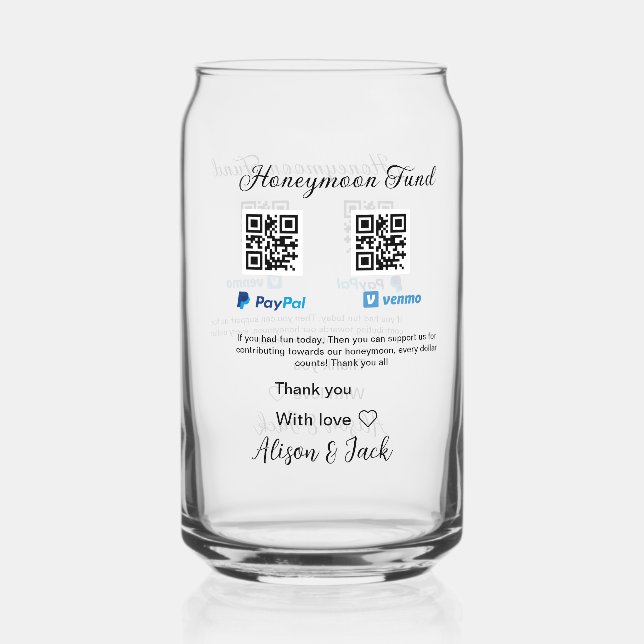 Verre Canette Fonds de lune de miel venomo paypal don Q R couple (Recto)