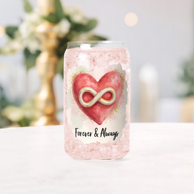 Verre Canette Forever & Always - Coeur romantique & Infinité (Insitu (Mariage))