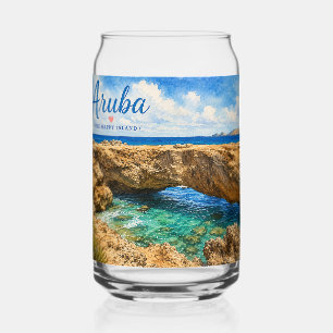 Verre Canette Formation rocheuse du pont naturel d'Aruba Caraïbe