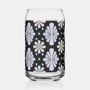 Verre Canette Formes Florales Pastel sur Fond Noir