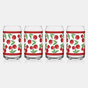 Verre Canette Fruits de cerises rouges partout sur Motif