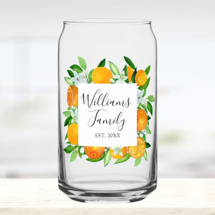 Verre Canette Fruits et fleurs orange Floral botanique d'été
