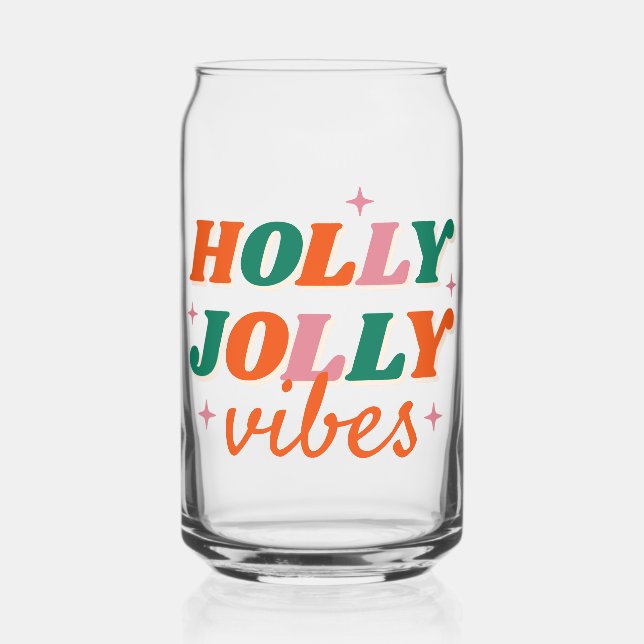 Verre Canette Fun Holly Jolly Vibes Design de Noël (Recto)